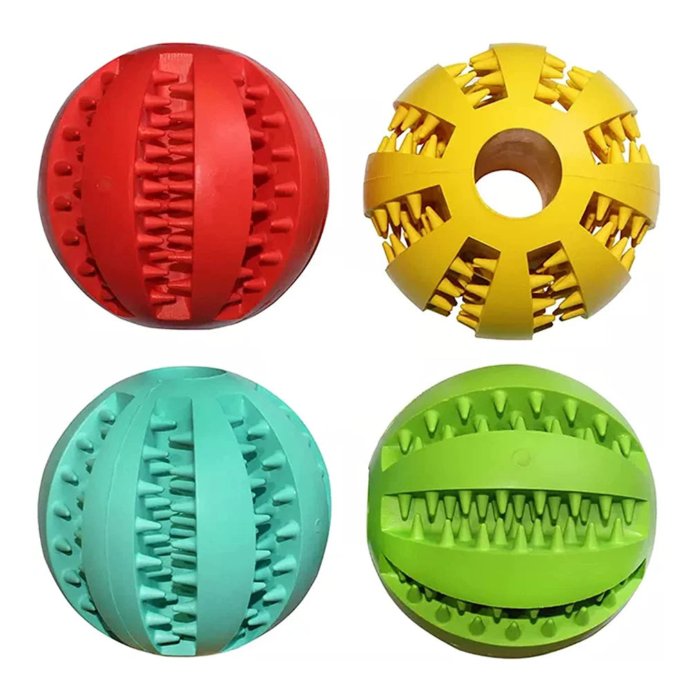 Rubber Dog Snack Ball Toy — Teeth Cleaning Treat Dispenser for Puppies & Large Dogs