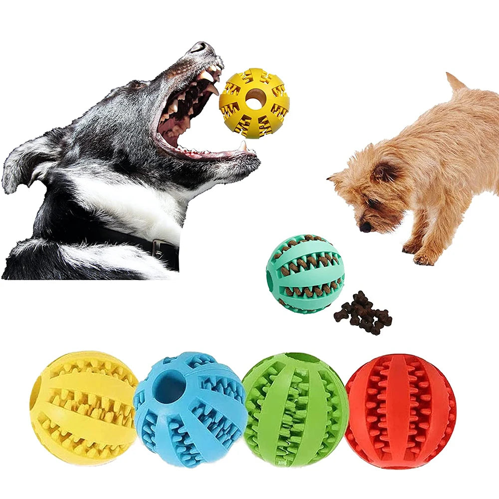 Rubber Dog Snack Ball Toy — Teeth Cleaning Treat Dispenser for Puppies & Large Dogs