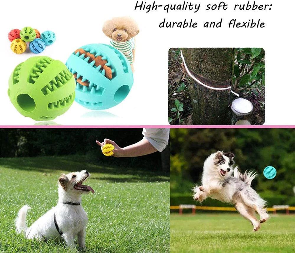 Rubber Dog Snack Ball Toy — Teeth Cleaning Treat Dispenser for Puppies & Large Dogs