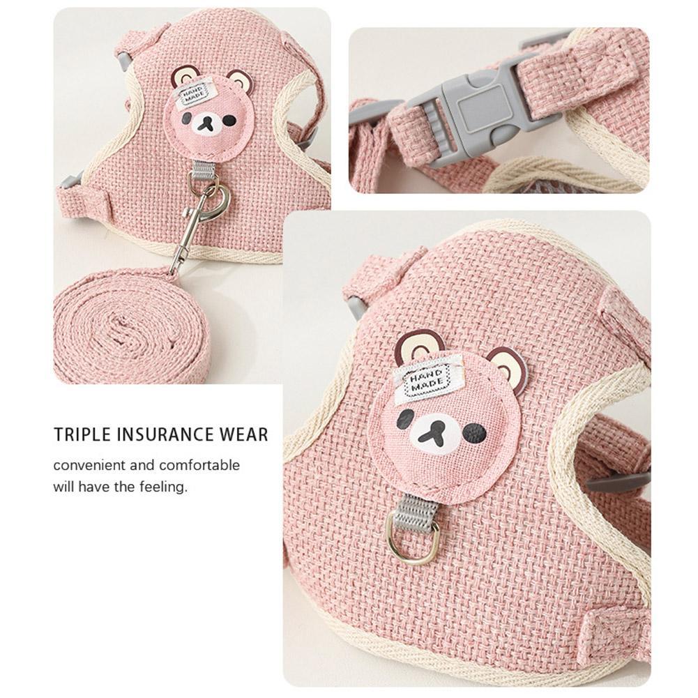 Lovely Small Pet Vest Chest Strap Dog Leash Traction Rope Walking Dog Cat Bunny Vest Harness Poodle Collar Leash Dog Accessories