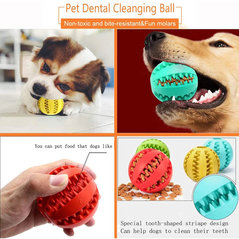 Rubber Dog Snack Ball Toy — Teeth Cleaning Treat Dispenser for Puppies & Large Dogs