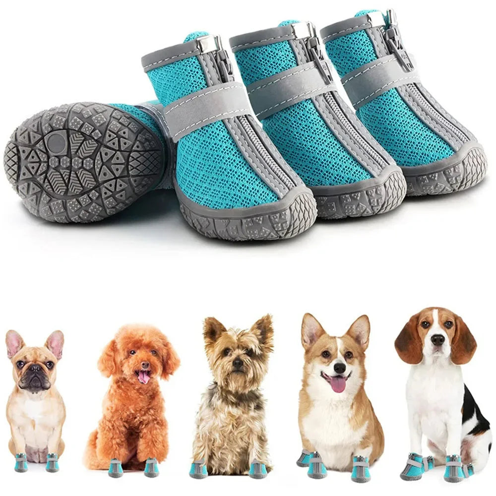 Mesh Pet Dog Shoes Durable Breathable Soft Sole Reflection Dogs Boots for Small Dogs Walking Climbing Dogs Sneakers Cats Shoes