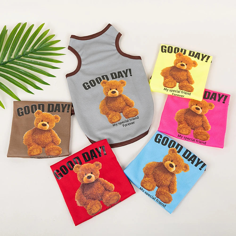 Pet Sleeveless T-Shirt — Bear Pattern Vest for Dogs & Cats