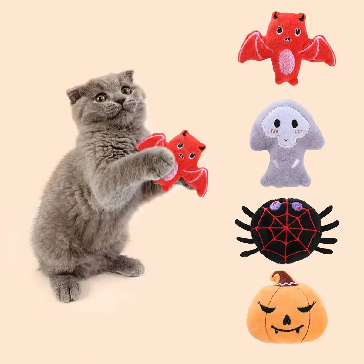 Halloween Catnip Cat Toys — Bat & Spider Shaped Teaser for Cats