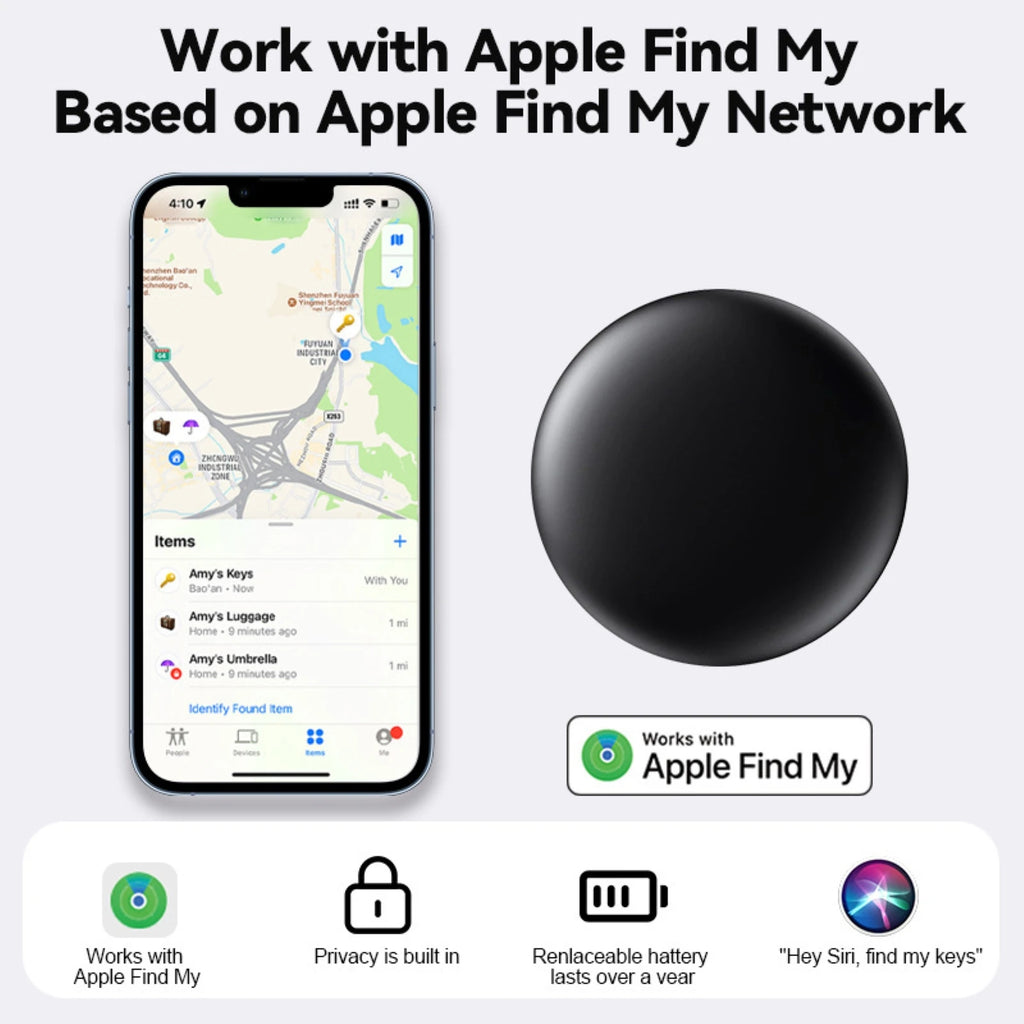 Pet Tracker No Monthly Fee No SIM Work with Apple iOS Find My Anti-Lost Finder Tag for Dogs Cats with Airtag Case GPS Tracker
