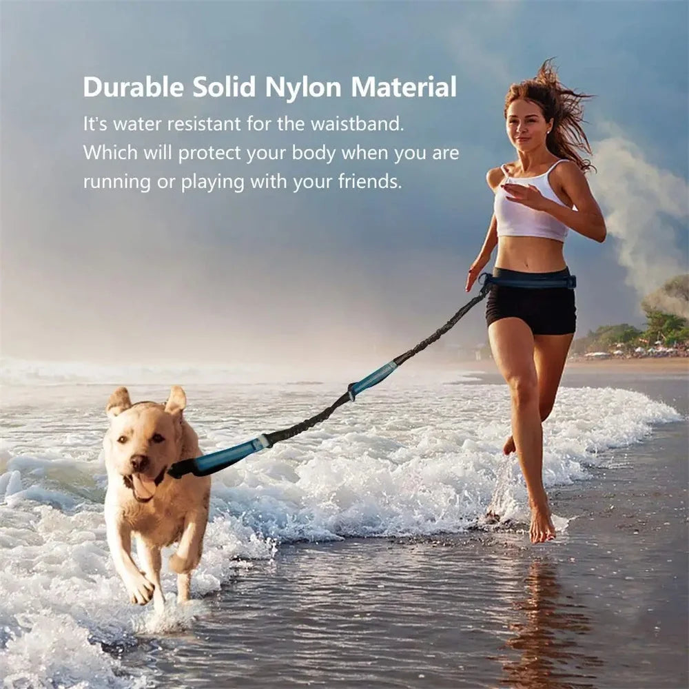 Hands-Free Dog Leash — Retractable Elastic Waist Belt for Running & Walking