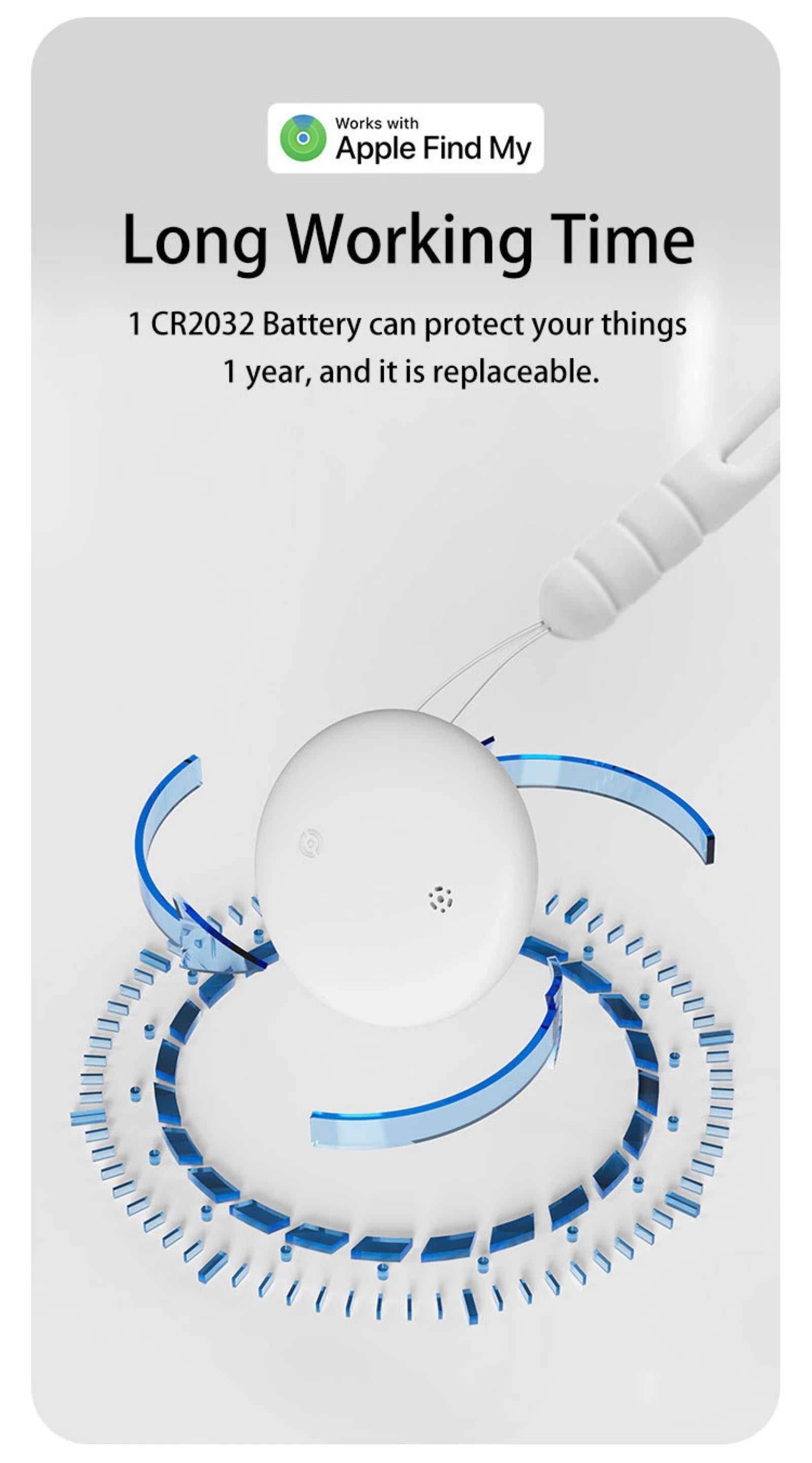 Pet Tracker No Monthly Fee No SIM Work with Apple iOS Find My Anti-Lost Finder Tag for Dogs Cats with Airtag Case GPS Tracker