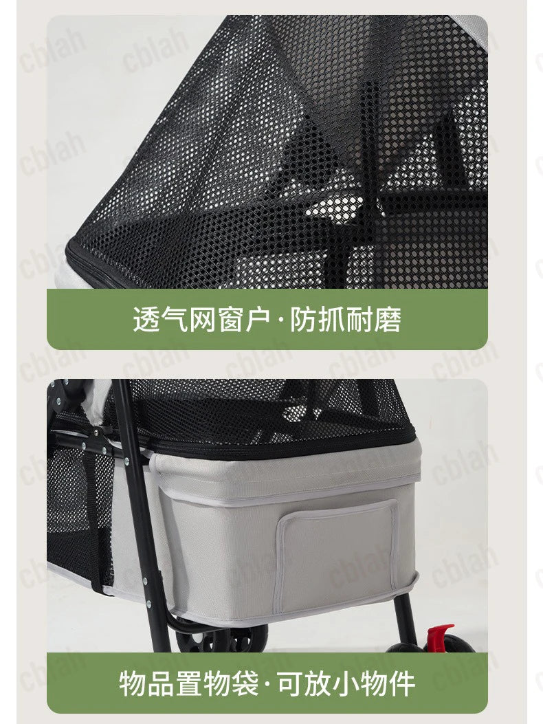 Foldable Pet Stroller for Small Dogs & Cats