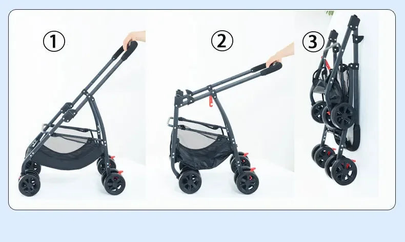 3-in-1 Lightweight Foldable Pet Car Stroller