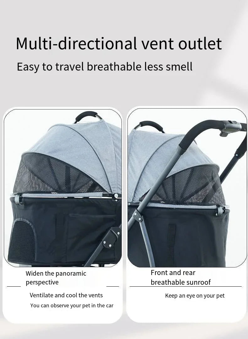 3-in-1 Lightweight Foldable Pet Car Stroller