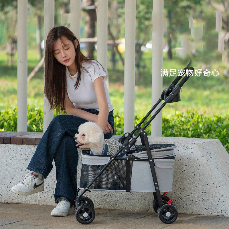 Foldable Pet Stroller for Small Dogs & Cats