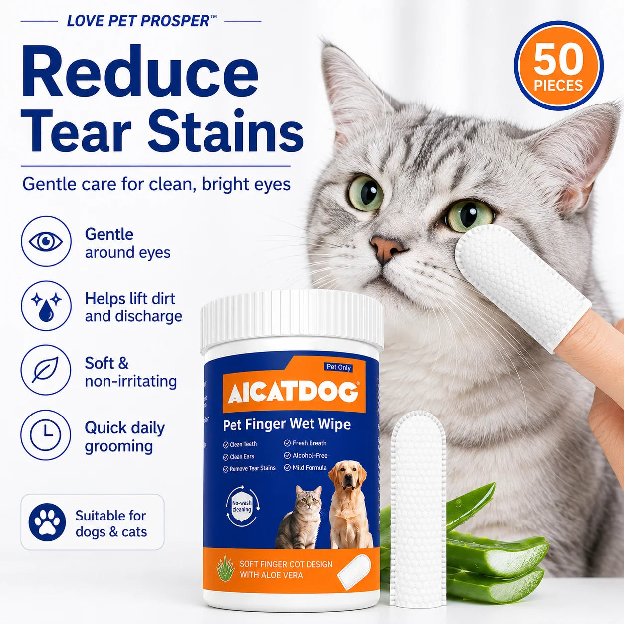 Pet Finger Wipes for Dogs & Cats