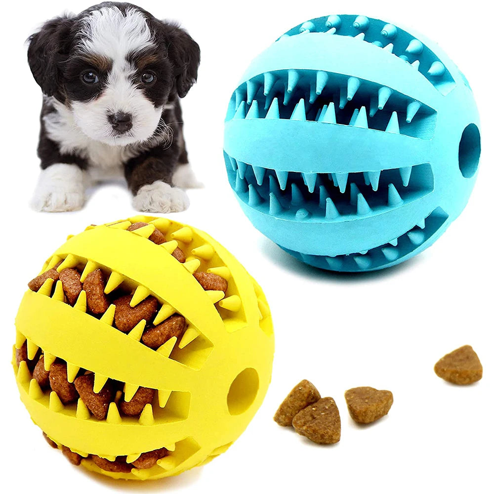 Rubber Dog Snack Ball Toy — Teeth Cleaning Treat Dispenser for Puppies & Large Dogs
