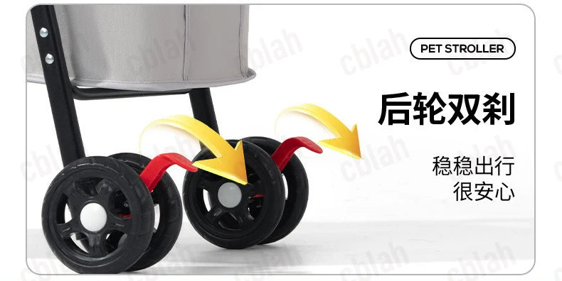 Foldable Pet Stroller for Small Dogs & Cats