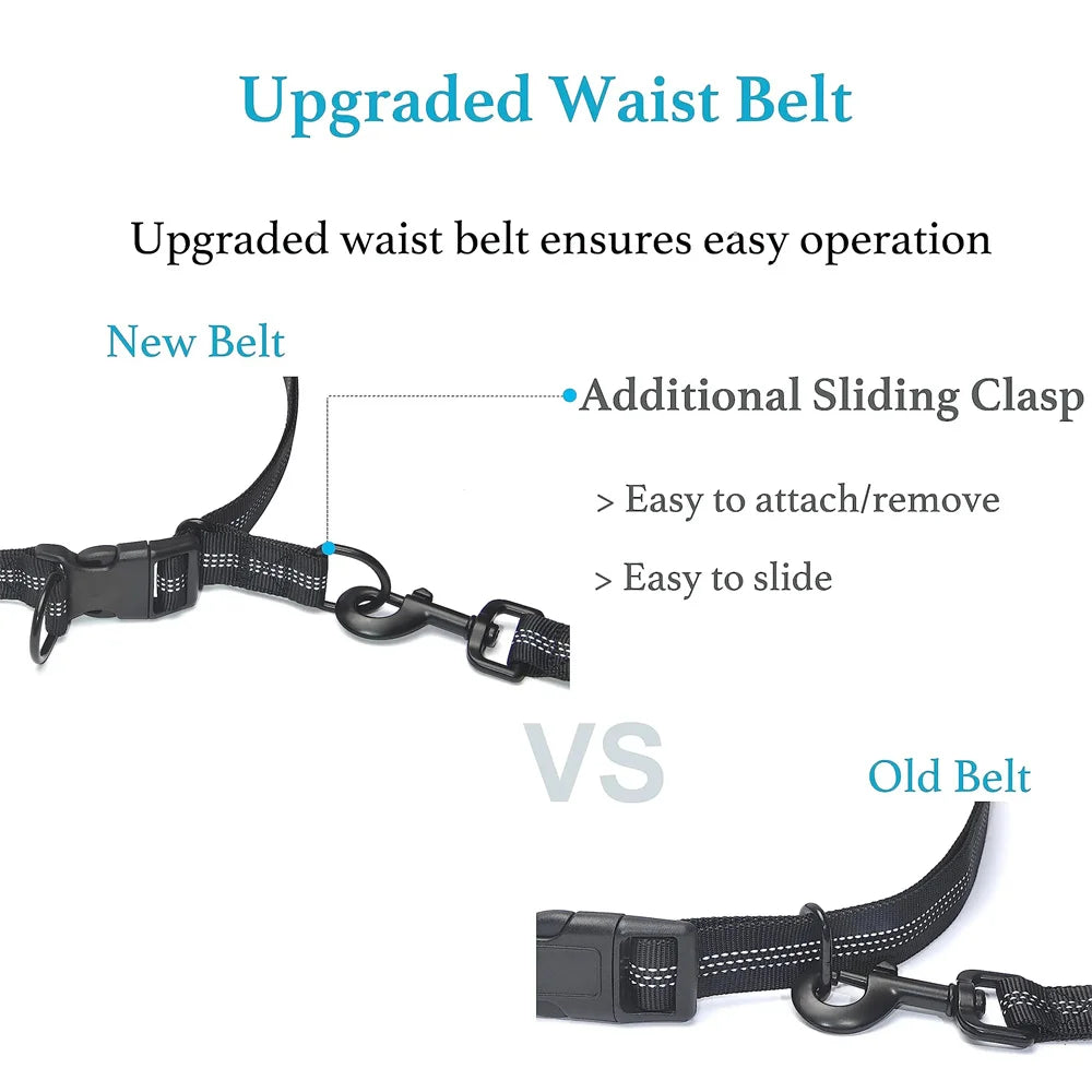 Hands-Free Dog Leash — Retractable Elastic Waist Belt for Running & Walking