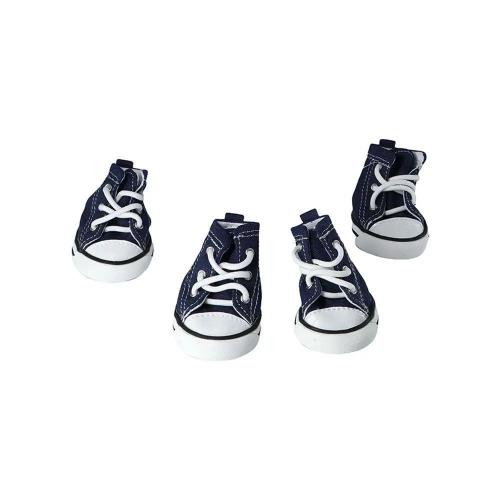 4pcs/set Cute Outdoor For Small Dogs,Cats Casual Style Anti-slip Pet Denim Shoes Puppy Sneaker Pet Booties Dog Shoes