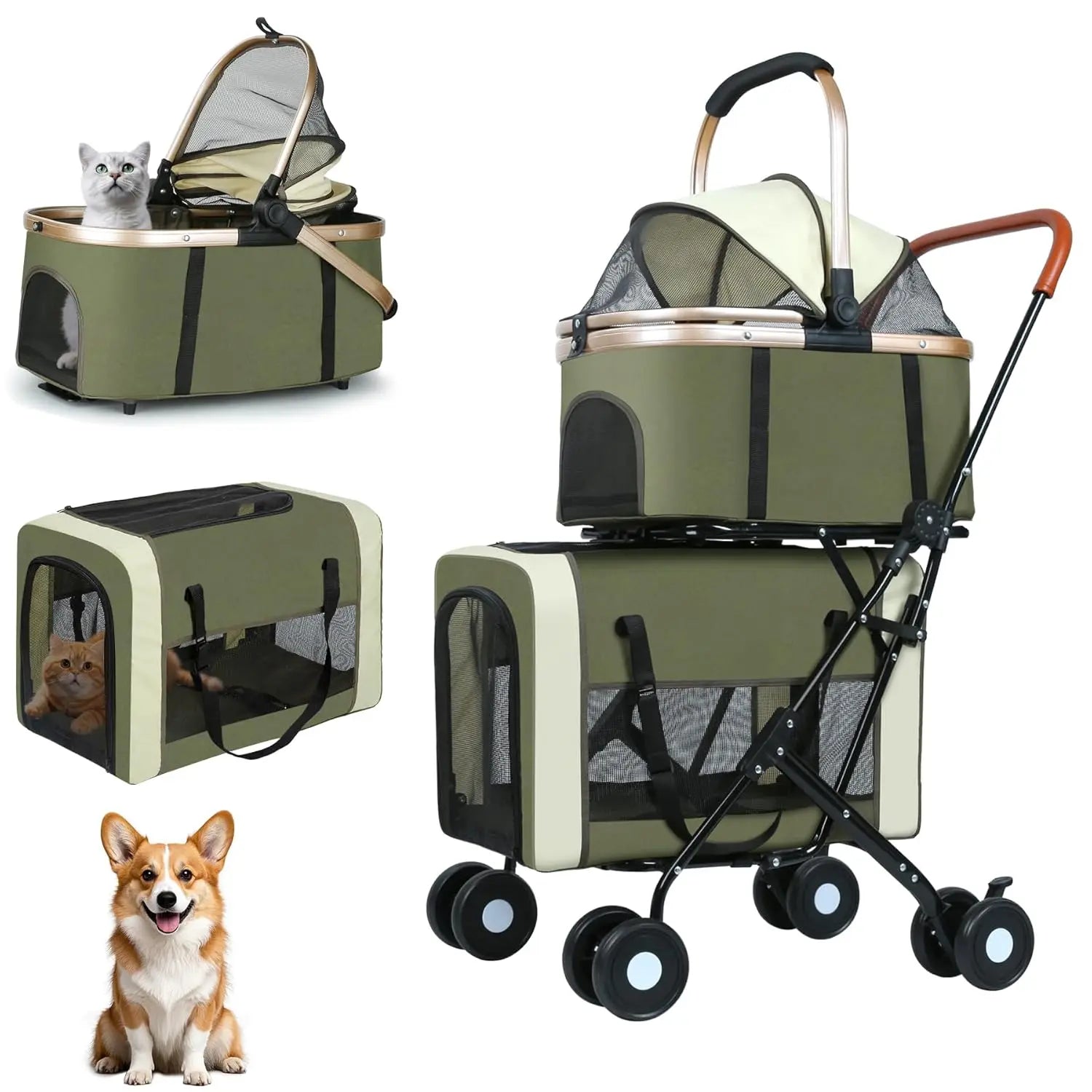 Foldable Travel Carriage with Detachable Carriers