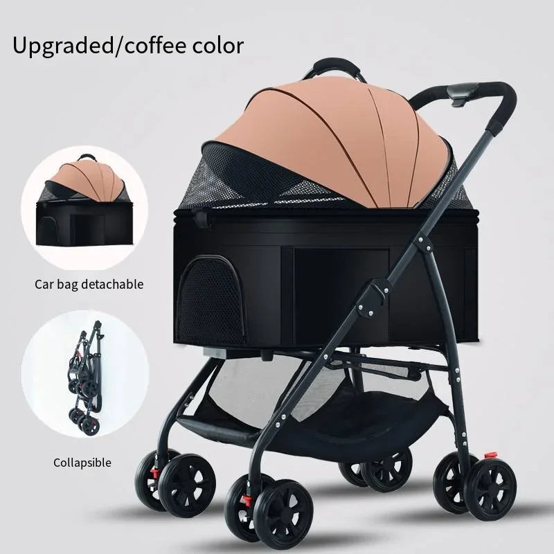 3-in-1 Lightweight Foldable Pet Car Stroller