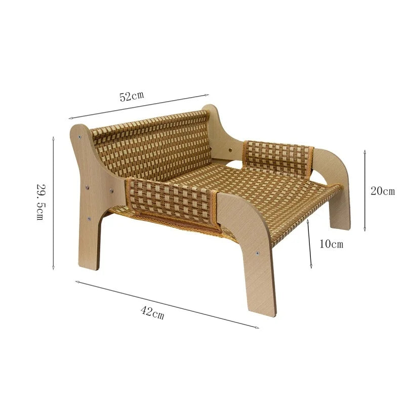 2-in-1 Summer Pet Sofa & Rattan Cooling Mat for Cats & Dogs