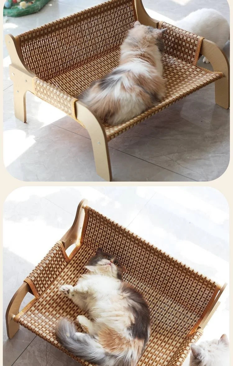 2-in-1 Summer Pet Sofa & Rattan Cooling Mat for Cats & Dogs
