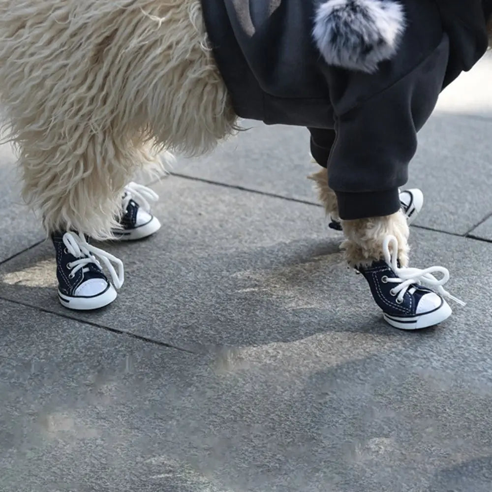 Creative 4PCS/Set Pet Shoes with Adjustable Drawstring Waterproof Puppy Pet Dogs Boots Canvas Breathable Pet Supplies Pets