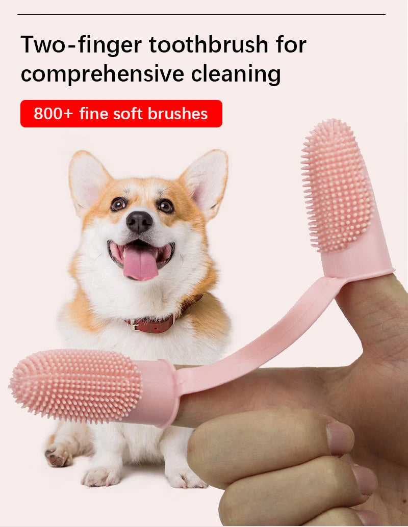 Dual Finger Pet Toothbrush — Soft Bristle Oral Cleaner for Dogs & Cats