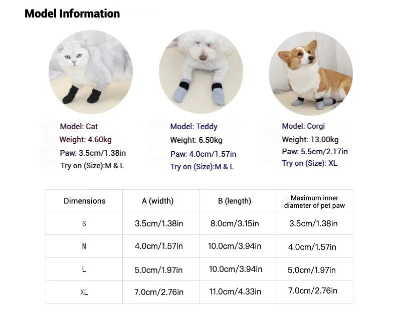 Cat Socks Anti-Scratch Protective Cats Shoes Soft Breathable Home Pet Booties With Secure Velcro Fit Noise Free Pet Supplies