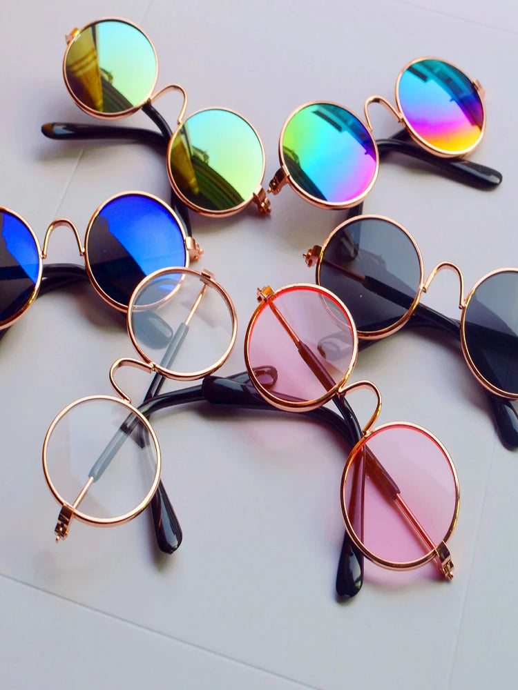 Vintage Round Cat & Dog Sunglasses — Cute Pet Photo Prop Accessories