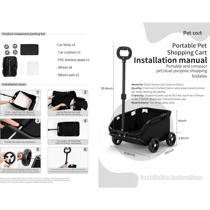 4-Wheels Folding Travel Pet Cart