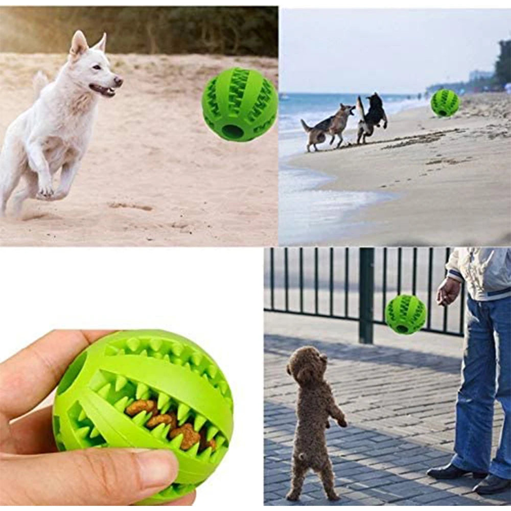 Rubber Dog Snack Ball Toy — Teeth Cleaning Treat Dispenser for Puppies & Large Dogs