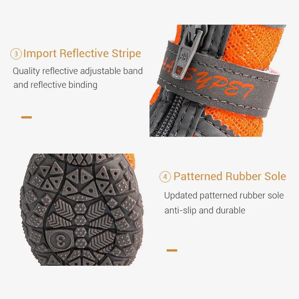 Breathable Mesh Pet Dog Shoes Spring and Summer Pet Sports Boots Anti-slip Puppy Shoes Reflective Sneakers for Teddy Chihuahua