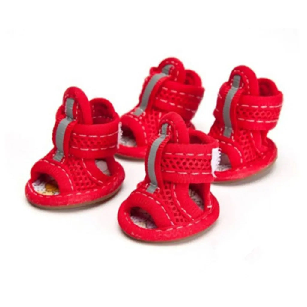4pcs/pack Anti-slip Outdoor with Reflective Strap Spring Summer Wear Breathable Puppy Shoes Pet Supplies Pet Sandals Dog Shoes