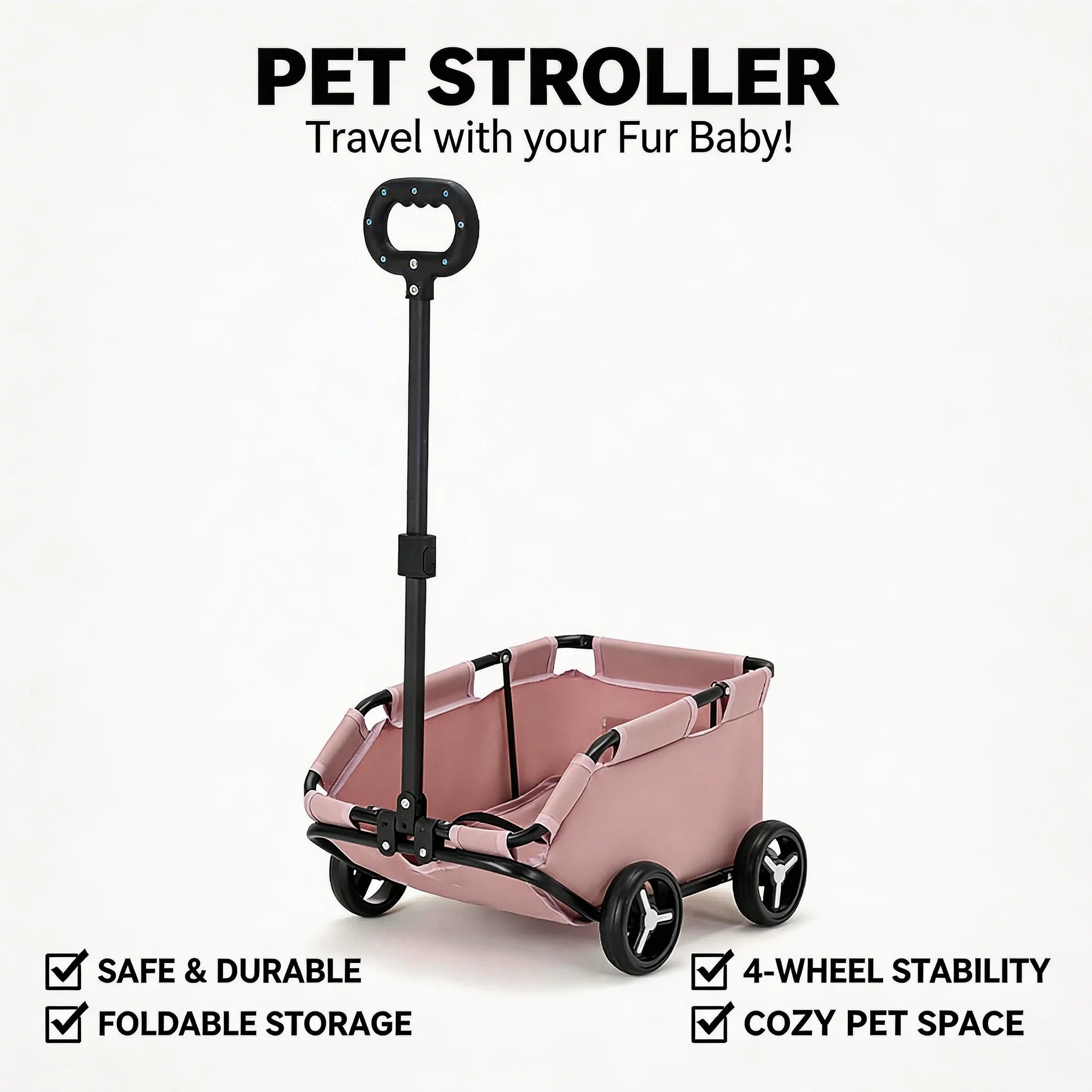 4-Wheels Folding Travel Pet Cart