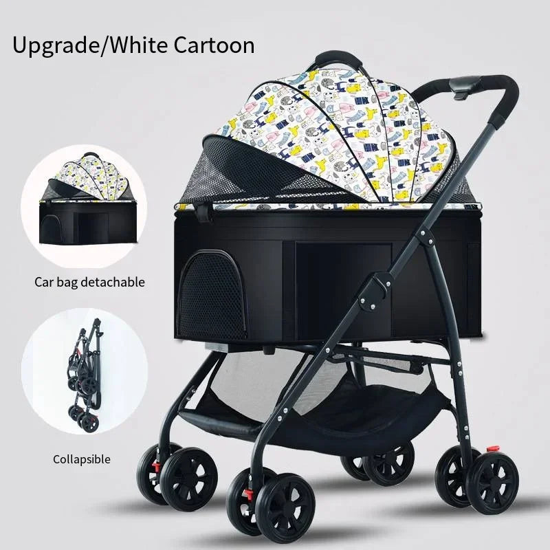 3-in-1 Lightweight Foldable Pet Car Stroller