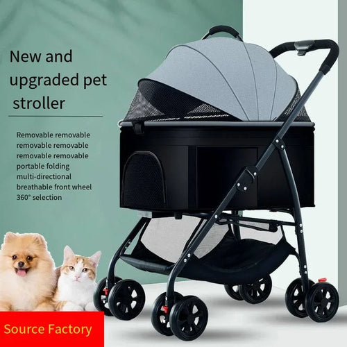 3-in-1 Lightweight Foldable Pet Car Stroller