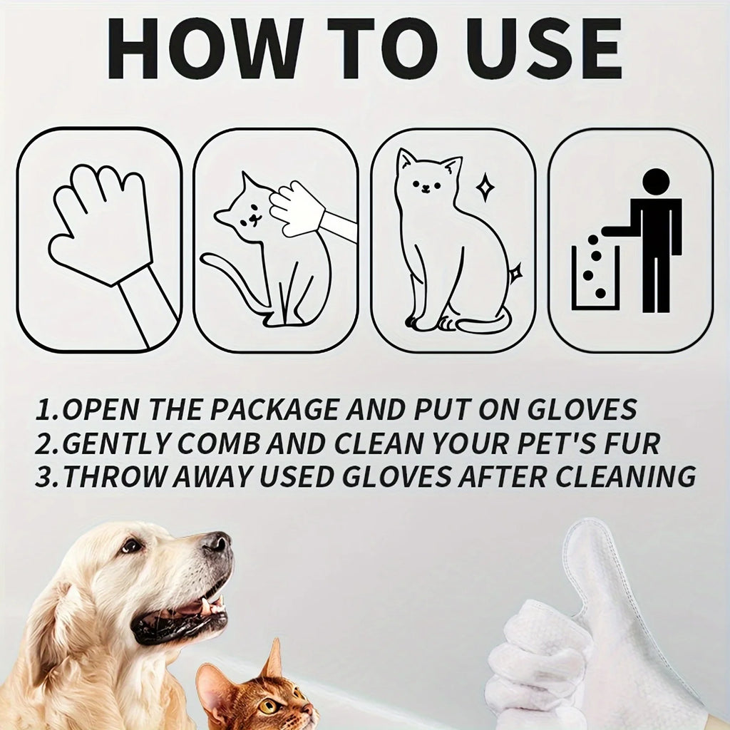 18pcs Pet Glove Wipes for Dogs & Cats, Pet Grooming Wipes, Cleaning Deodorizing Wipes, Outdoor Activities and Inconvenient Bath