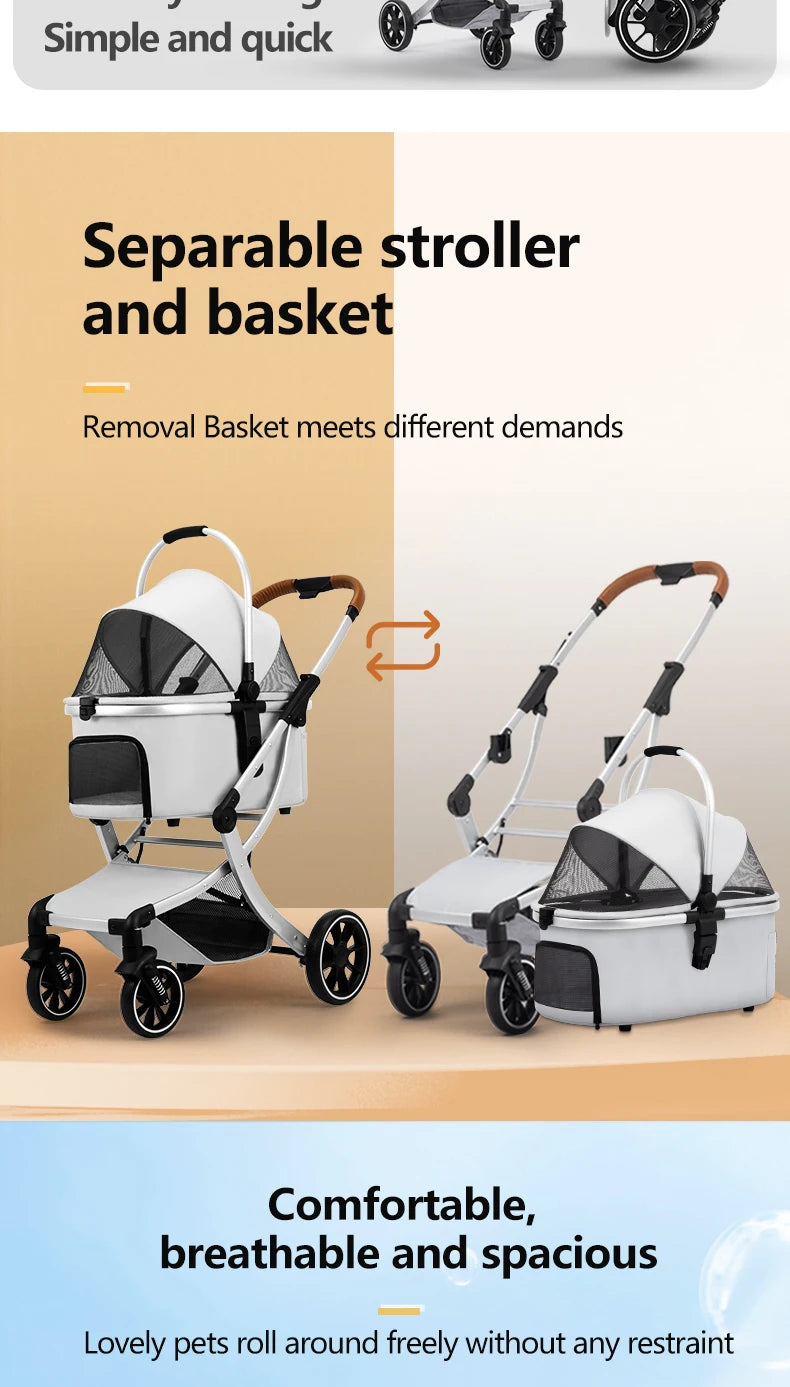 Foldable Pet Stroller with Shock