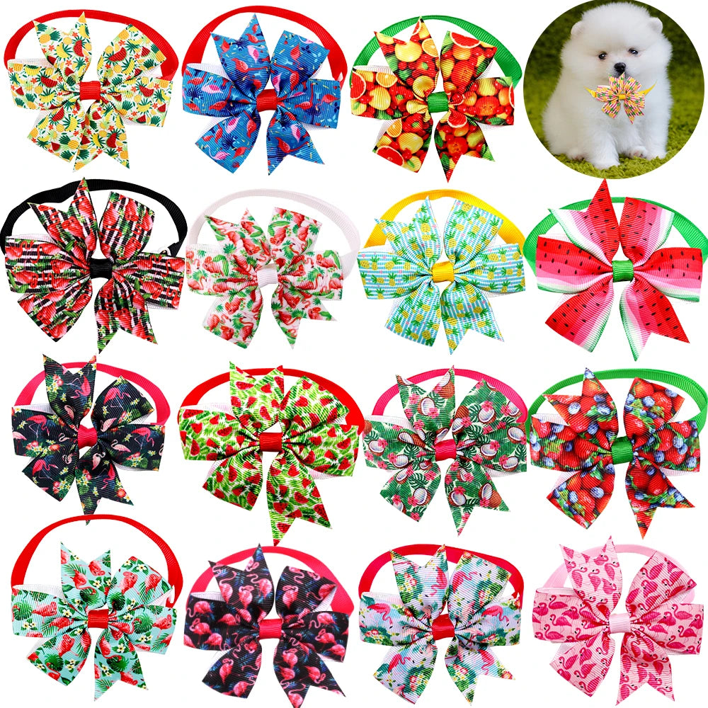 Dog Bowties & Neckties — 10 Piece Fruit Style Accessories for Small Dogs