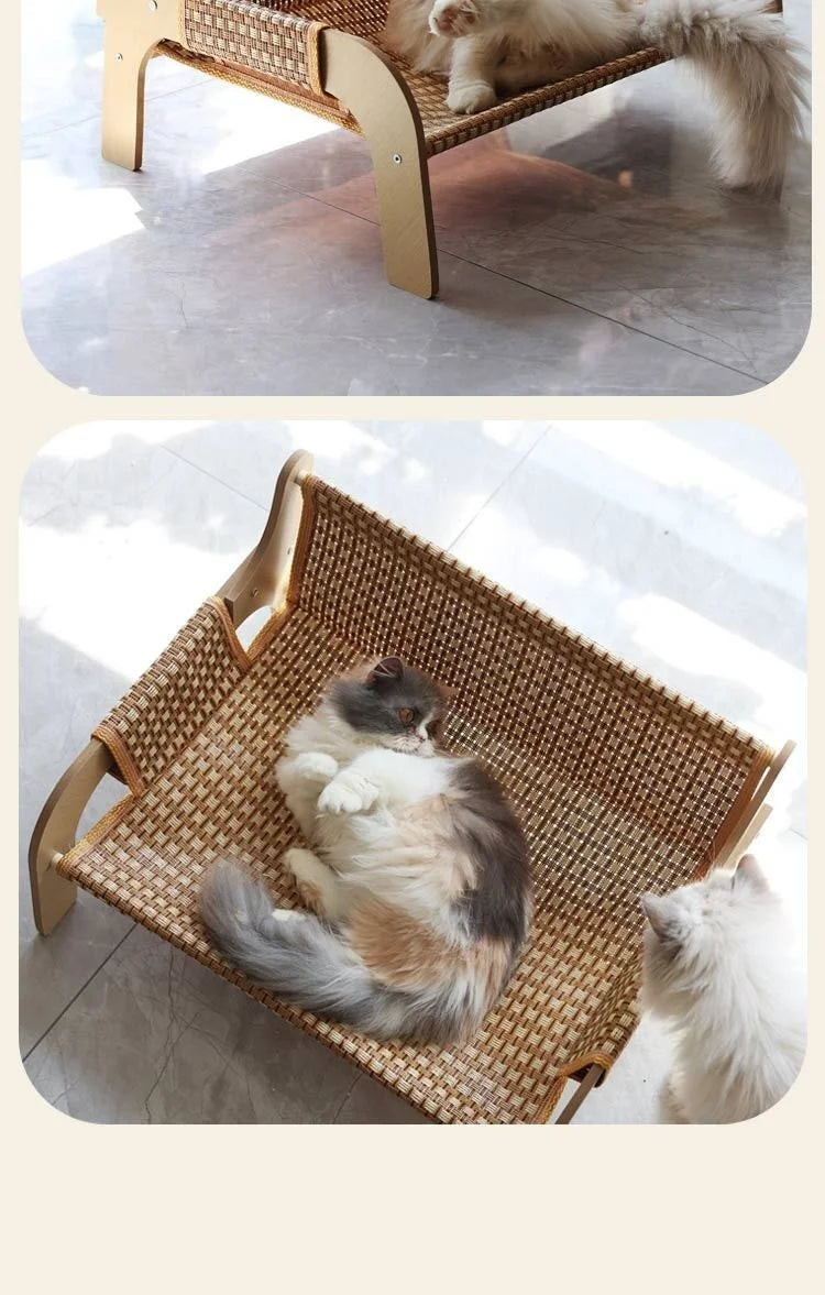 2-in-1 Summer Pet Sofa & Rattan Cooling Mat for Cats & Dogs