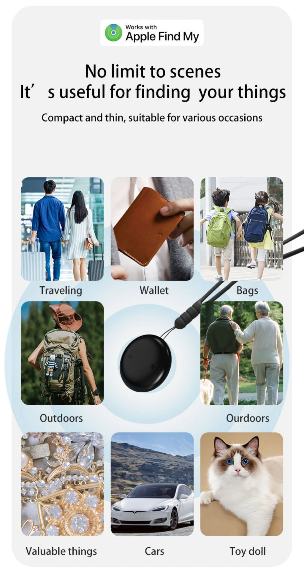 Pet Tracker No Monthly Fee No SIM Work with Apple iOS Find My Anti-Lost Finder Tag for Dogs Cats with Airtag Case GPS Tracker