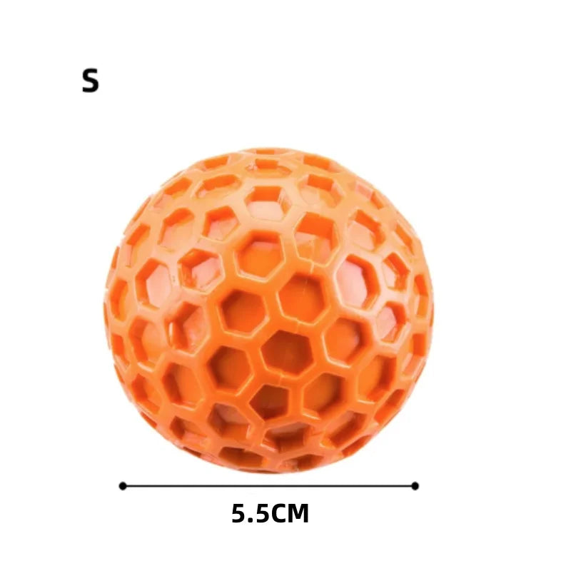 Bite-Resistant Honeycomb Dog Toy Ball — Natural Rubber Teething & Teeth Cleaning
