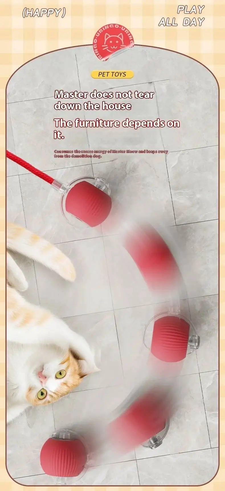 Smart Dog Toy Ball USB Rechargeable Auto Moving for Dogs & Cats