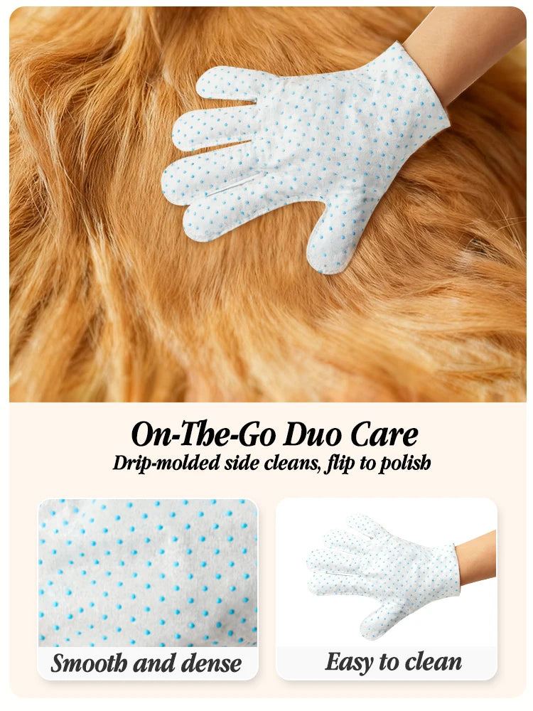 6 Pcs Pet Wipe Drip Molded Side Cat Dog Disposable Glove Cleaner Towels Bathing Cleaning Dry Cleaning Wipes Gloves
