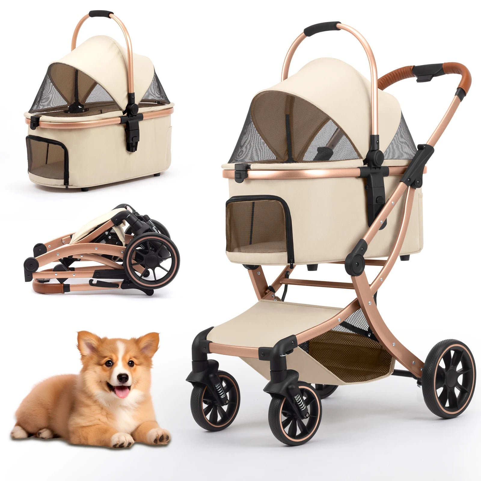 Foldable Pet Stroller with Shock