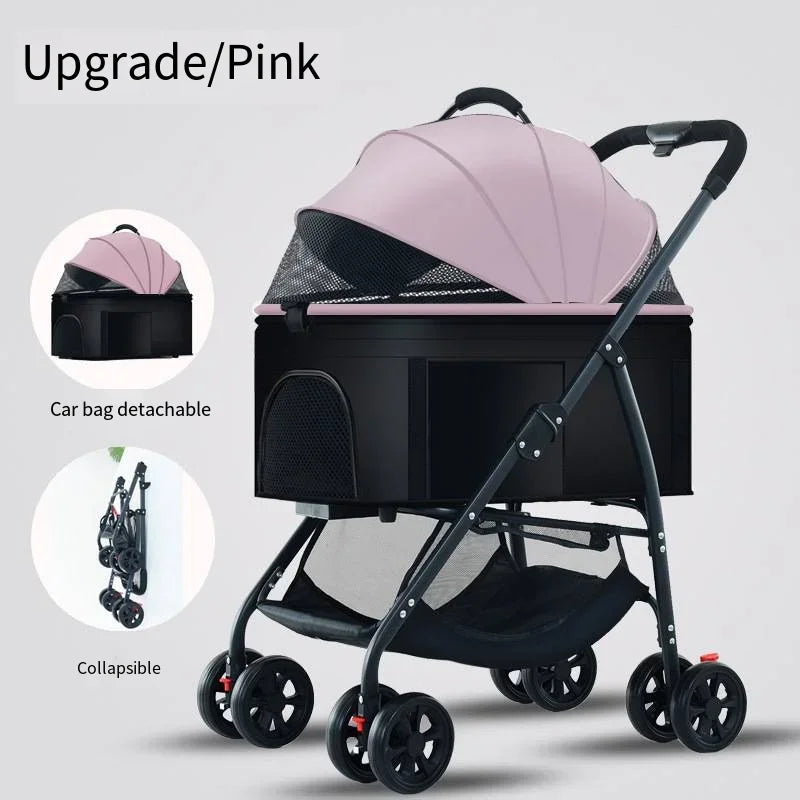 3-in-1 Lightweight Foldable Pet Car Stroller