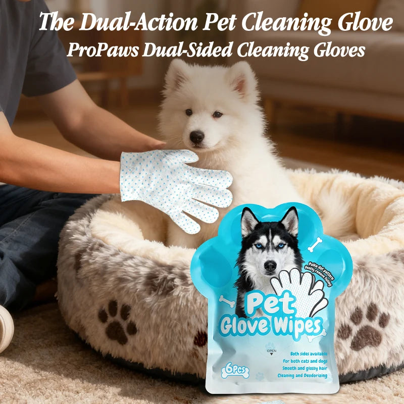 6 Pcs Pet Wipe Drip Molded Side Cat Dog Disposable Glove Cleaner Towels Bathing Cleaning Dry Cleaning Wipes Gloves