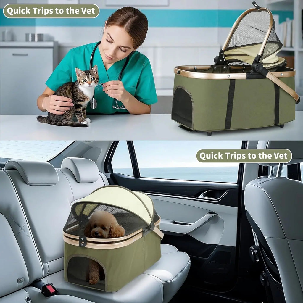 Foldable Travel Carriage with Detachable Carriers