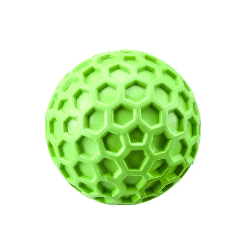 Bite-Resistant Honeycomb Dog Toy Ball — Natural Rubber Teething & Teeth Cleaning