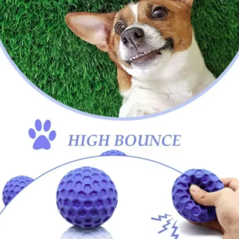 Bite-Resistant Honeycomb Dog Toy Ball — Natural Rubber Teething & Teeth Cleaning