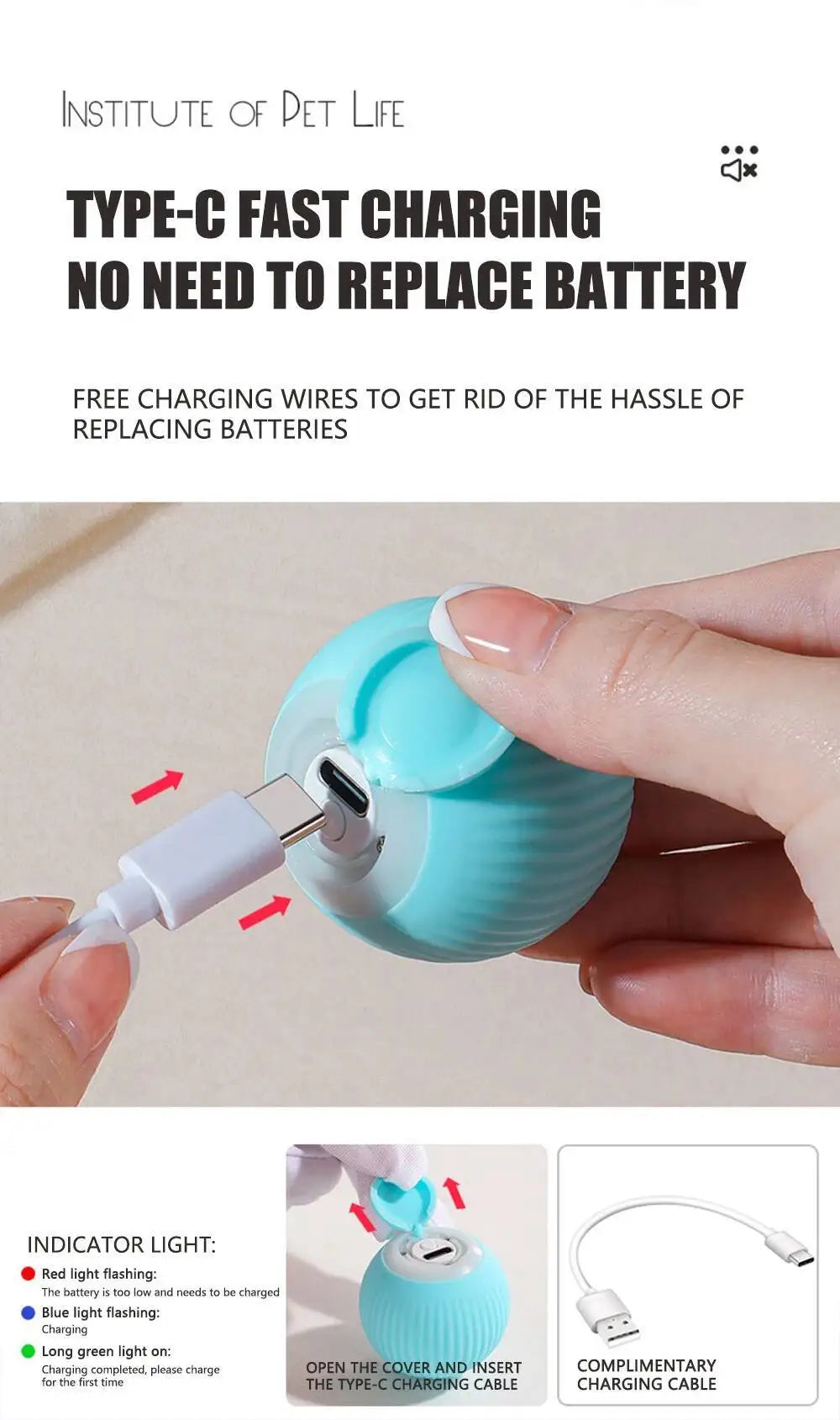 Smart Dog Toy Ball USB Rechargeable Auto Moving for Dogs & Cats